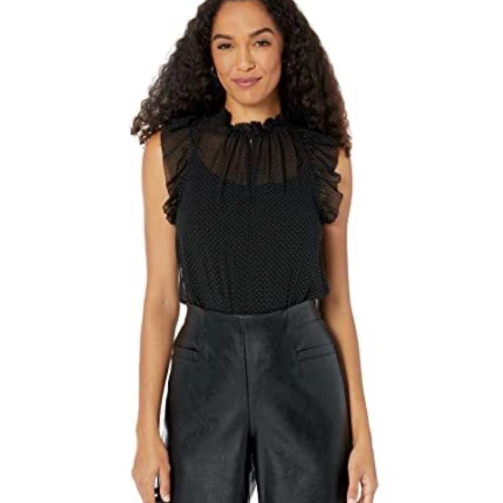Michael Kors Black Ruffle Sleeveless Blouse